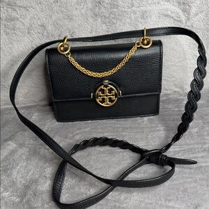 Tory Burch Black Crossbody Bag with Gold Accents